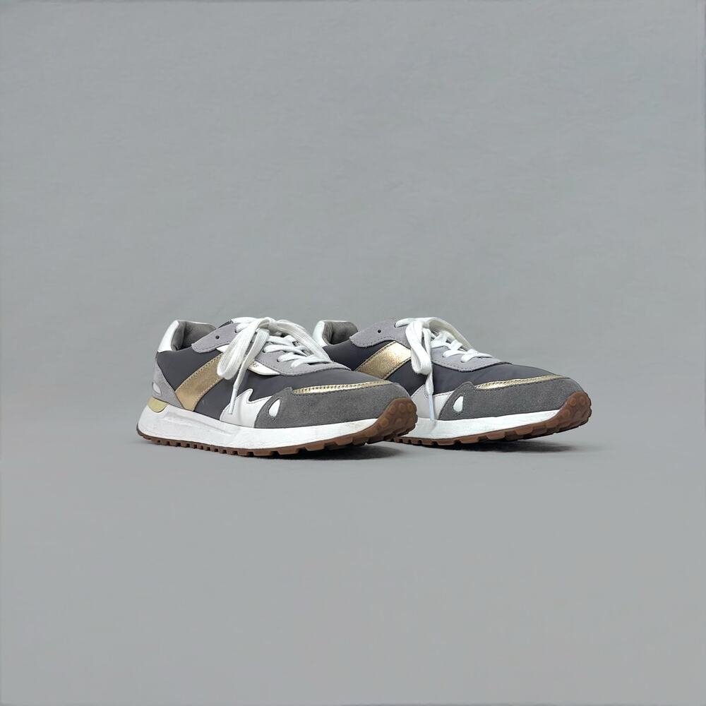 Michael Kors Women’s Allie Trainer Leather Gold & Grey Sneakers - Size 9.5M